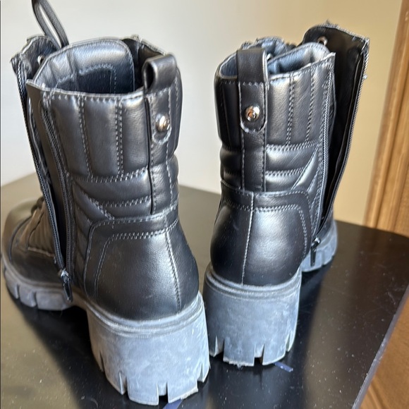 GBG Black Quilted Lace-Up Ankle Boots - Picture 3 of 17